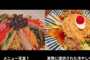 （；・∀・）この冷やし中華メニューと違うんだけど… (,,ﾟДﾟ)同じです　　作り直し要求できないの？