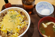 チーズ牛丼の特盛におんたま付けたわ