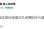 【悲報】巨人ドラ2 森田逝く…左肘の炎症で故障班調整へ