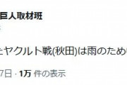 秋田の巨人ヤクルト戦、雨天中止