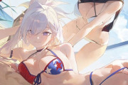【FGO】水着の武蔵ちゃん＆沖田さんイラスト！！　この二人の水着姿好きです！！