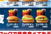 マクドナルド「マックのセット500は昼夜食べてもジャスト1000円！」