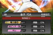 【プロスピA】金子弌大はリアタイ性能が向上したわね
