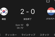 【速報】韓国代表、ブラジルに惨敗したのにパラグアイ相手に2-0で勝利ｗｗｗｗｗｗ