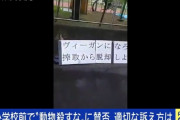 【ヤバすぎ】ヴィーガンさん、小学校の前で“血まみれの牛や豚や鳥の写真”をかがけて活動「大人が何を隠しているか知って」