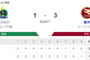 【試合結果】ヤクルト1-3楽天　アビラ6回2失点　オスナにタイムリー