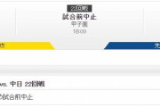 阪神 vs. 中日 22回戦　グラウンド不良のため試合前中止。