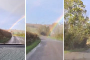 虹の終端を通り抜ける！ドライブ中の4人に訪れた思わぬ幸運