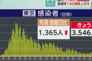 【オワタ】新型コロナウイルス、東京で新たに3546人の感染を確認！前週比1365人増…マジでまた始まったな
