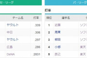セリーグパリーグ規定打席3割打者、2人だけ…