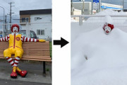 【北海道】日本最北端のマクド、大雪で衝撃的な光景。「さすがにドナルドでも寒そう」