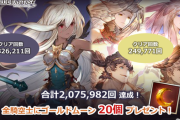 【グラブル】全騎空士へ「ゴールドムーン20個」がプレゼント！消費トレジャー0キャンペーン第4弾にてグランデと四大天司HLのクリア数は200万回を突破！
