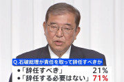 石破総理「辞任の必要なし」71%　衆院選で与党過半数割れで　(11月JNN世論調査)  ❓❗