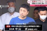 玄関ドアスコープから部屋のぞき見か、男逮捕　竹やぶに逃げ込みケガ