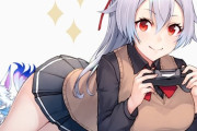 【FGO】JK制服姿で寝そべってゲームをする巴さん！！　巴さん可愛い//////