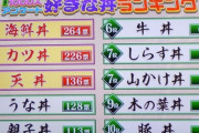 どんぶり四天王「カツ丼」「牛丼」「天丼」「うな丼」
