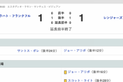【GIF】【EL決勝】「フランクフルト×レンジャーズ」90分で1-1！延長戦へwww