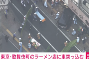 【ダイナミック入店】新宿歌舞伎町にあるラーメン屋に車が突っ込む事故が発生！ 80代男性「アクセルとブレーキ踏み間違えた」
