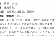 【悲報】女さん(３７)、夜中１人で多幸感得るために肛門からウォッカを注入