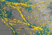 【動画】イラン上空を一斉に避ける民間機を記録したフライトレーダー24。