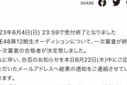 SKE48第12期生オーディション一次審査の合格者が決定