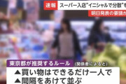 東京都、名前のイニシャルでスーパー入場を制限検討（コロナ対策）