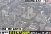 公務員様の夏ボーナス、「６３万７３００円」ｗｗｗｗｗ