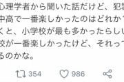 【速報】心理学者「小学生が一番楽しかった人はヤバいです」