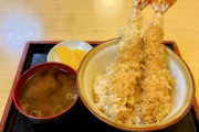 クソデカ海老天の天丼食べてきたから見て