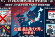 【速報】日本と中国を結ぶ49路線、全便運航取り消し決定きたあああああああ！！