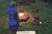 【FF14】クレセントアイルのケテンラムさん、最後の冒険が拠点で貫録の腕組棒立ち。さらに焚火の前にいてアーカイブに話しかける時に邪魔というフィードバックもされる