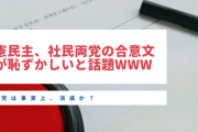 【合流協議】立憲民主、社民両党の合意文書が恥ずかしいと話題www