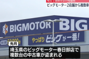 【悲報】ビッグモーターさん、商品の中古車を盗まれる被害相次ぐ