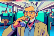 新幹線とかで隙があれば缶ビール飲むおじさん