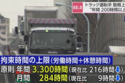 【朗報】トラック運転手 年間勤務時間など上限200時間超削減へ見直し案