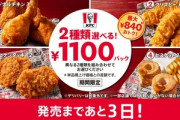 【朗報】ケンタッキー､定番商品から2種類選べる1100円パックを13日から販売へ