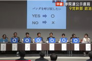 参院選前に９政党が参加した政治討論会『選択的夫婦別姓』『中国からパンダを呼び戻したい』←これに『×』を示した政党が１つだけという現実