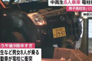 10代の男女8人が乗った軽自動車が電柱に衝突し、17歳の男子高校生が死亡「なんとなくぶつかっちゃった」