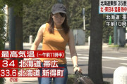 【画像】NHKの猛暑ニュースでたわわなおｘぱいが映ってしまう