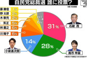 自民総裁選　石破氏が約31％で1位　党員・党友調査