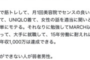 【悲報】X民「MARCH以上の大学入って大手に就職すれば誰でも年収1000万いく。これができないのは弱男」←これｗｗｗｗ