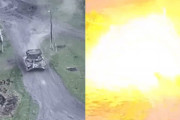 ウクライナ、ドローン攻撃でロシアの戦車爆発
