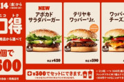 【速報】バーガーキング、バーガー2個で500円キャンペーンを開始
