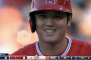大谷翔平、第1打席で6試合連続安打となる痛烈なライト前ヒット！