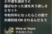 【悲報】宇多田ヒカル、晩年パヨ化　新曲の歌詞に政治的メッセージ入れ始める『令和何年になったらこの国で夫婦別姓OKされるんだろう』