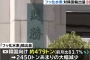 【貿易統計】対韓フッ化水素輸出83.7％減【輸出管理】