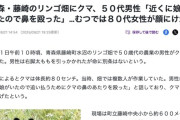 【青森】リンゴ畑にクマ、５０代男性が殴って撃退「近くに娘がいたので」