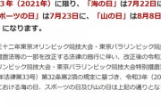 ご注意ください。 2021年夏の祝日、東京五輪で変更…カレンダーの更新を　[12/6]