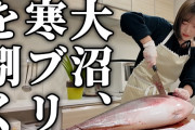 【動画】【人生最大】アイドル大沼晶保が8kgの寒ブリを捌く！マイ包丁も持参！
