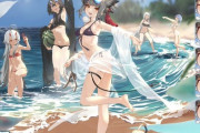 【アズレン】涼月の水着スキン　涼月、浜辺にてお相手致す！は追加ボイスあり　ふとももの謎の紐がえっちぃ